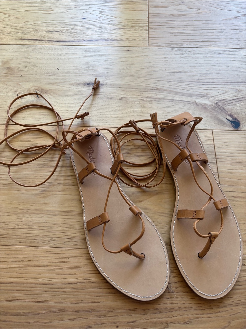 Madewell Tan Lace-Up Leather Gladiator Sandals